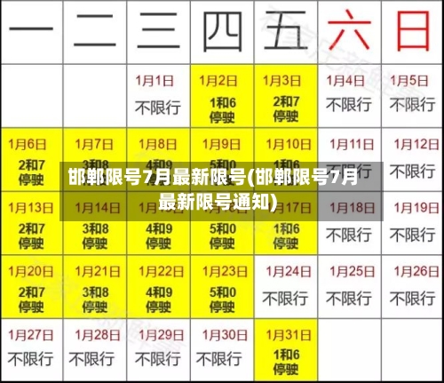 邯郸限号7月最新限号(邯郸限号7月最新限号通知)