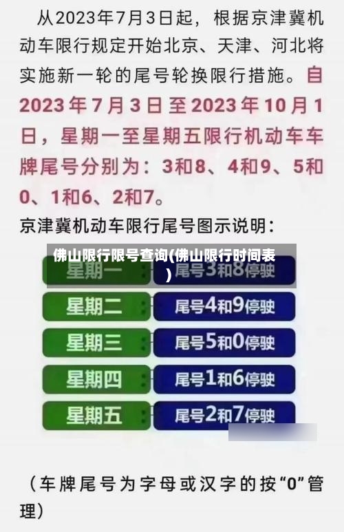 佛山限行限号查询(佛山限行时间表)