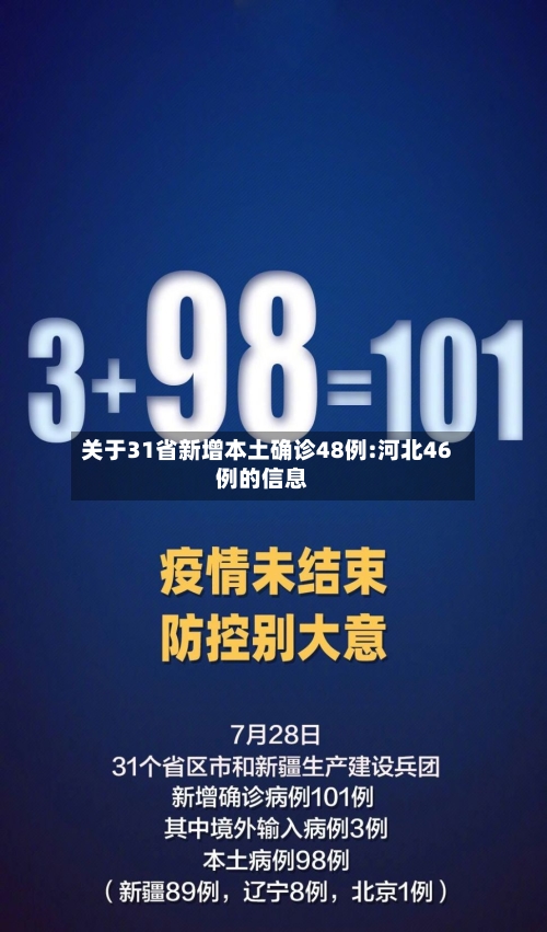 关于31省新增本土确诊48例:河北46例的信息