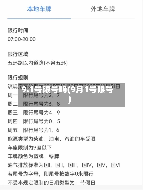 9.1号限号吗(9月1号限号)-第2张图片