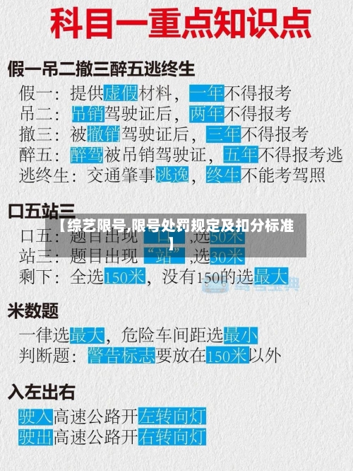 【综艺限号,限号处罚规定及扣分标准】