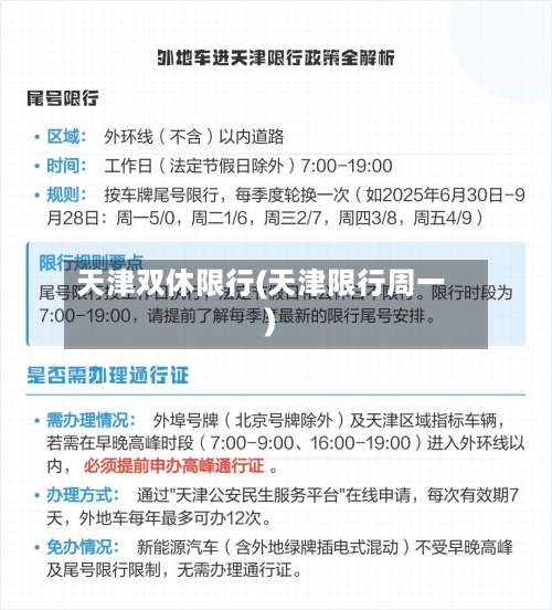 天津双休限行(天津限行周一)-第2张图片